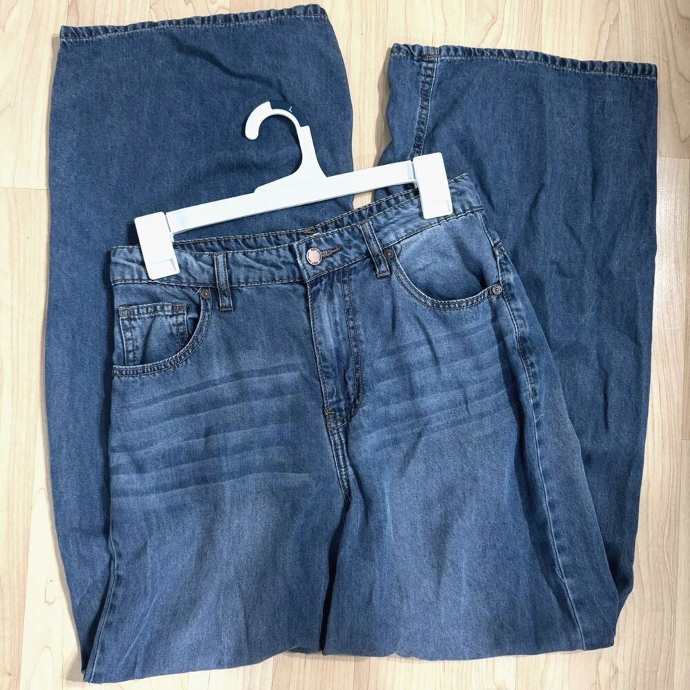 OAT New York Y2K Retro Wide Leg Pants Women’s High Rise Blue Lyocell Denim Jean
